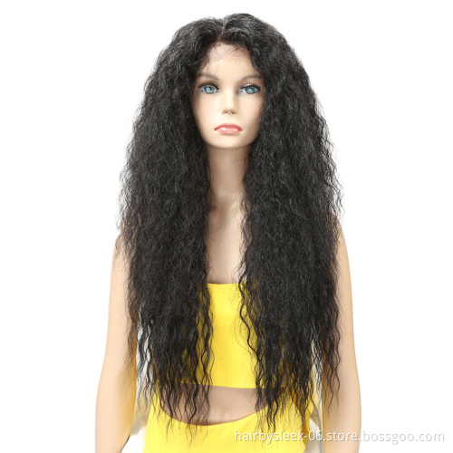 Natural kinky curly Hair Long 30 Inch Ombre Color Wigs For Black Women Heat Resistant Fiber Synthetic Hair Lace Front Wig